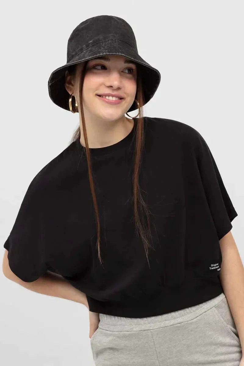 SOLID T-SHIRT FOR WOMEN - BLACK