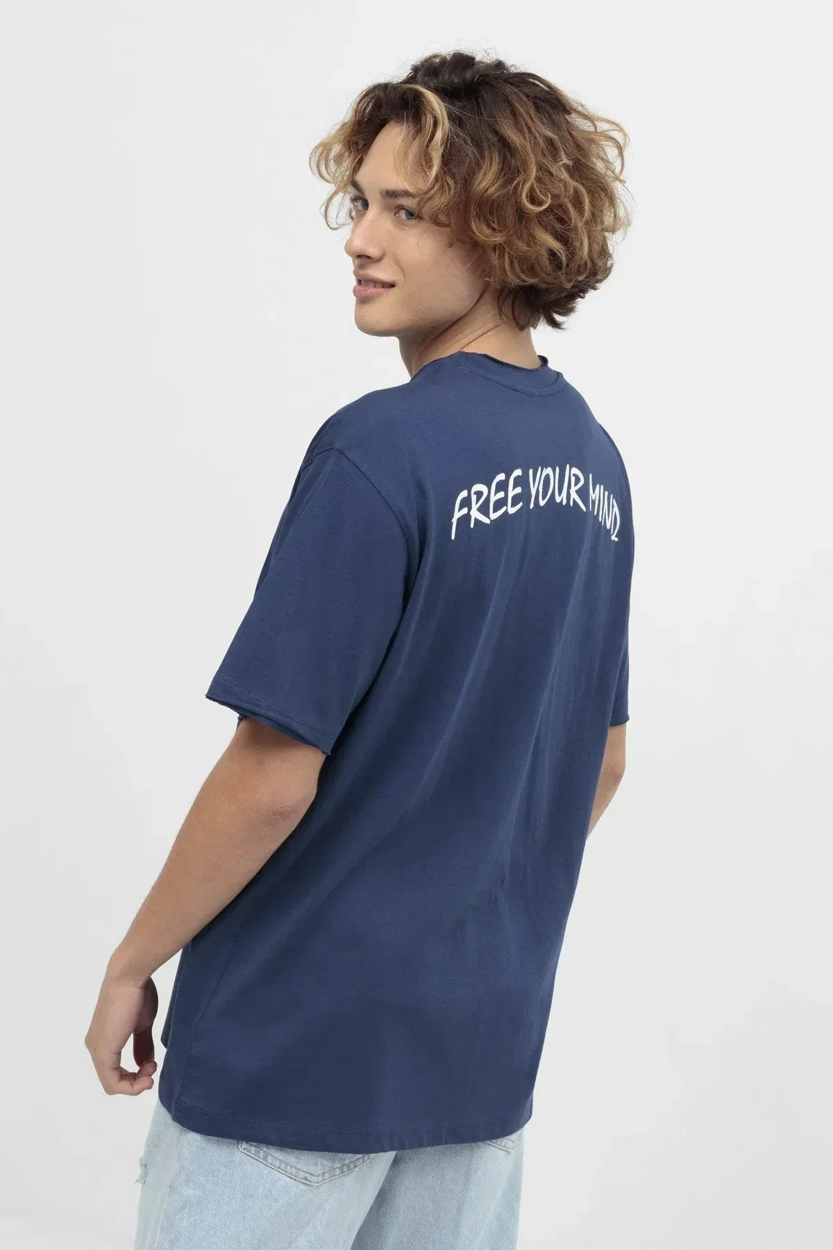 PRINTED T-SHIRT FOR MEN - NAVY