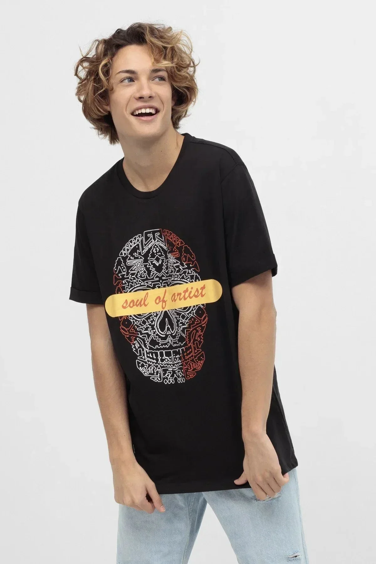 PRINTED T-SHIRT FOR MEN - BLACK