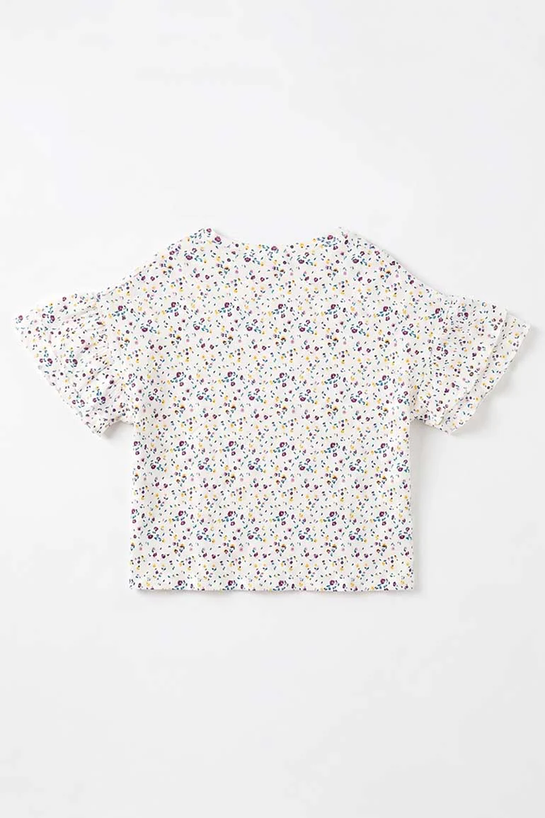 PRINTED RUFFLE SLEEVES BLOUSE FOR GIRLS - Image 4
