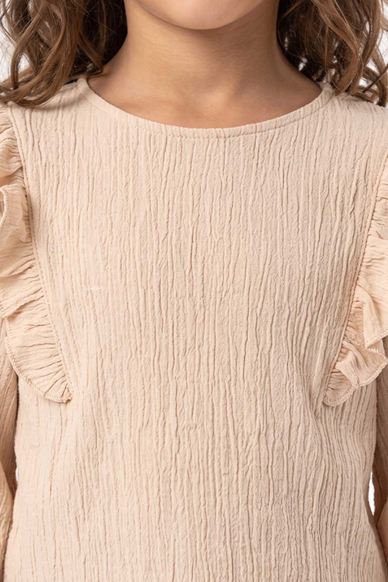 RUFFLE DETAIL TEXTURED BLOUSE FOR GIRLS - Image 2
