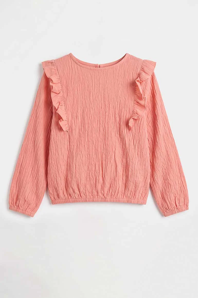 RUFFLE DETAIL TEXTURED BLOUSE FOR GIRLS - Image 4