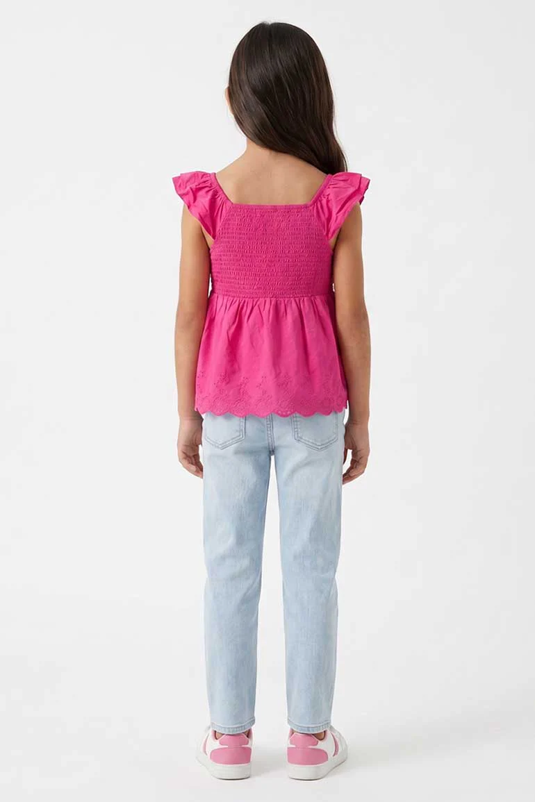 SMOCKED RUFFLE SLEEVES TOP FOR GIRLS - Image 3
