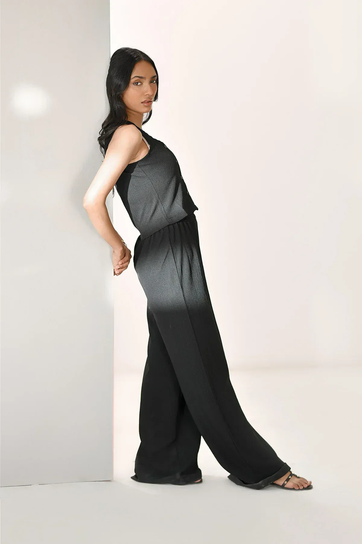 SOLID COORDSET FOR WOMEN - BLACK - Image 4