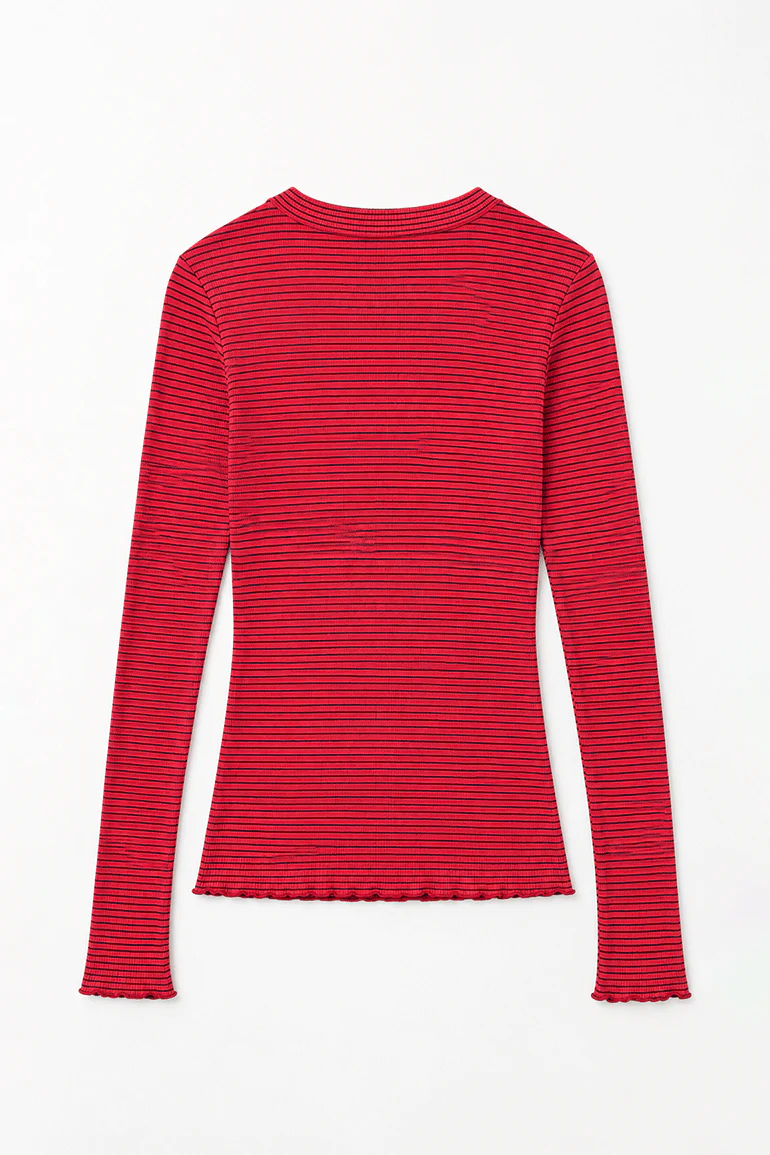 STRIPE RIBBED LONG SLEEVE T-SHIRT FOR WOMEN - Image 5