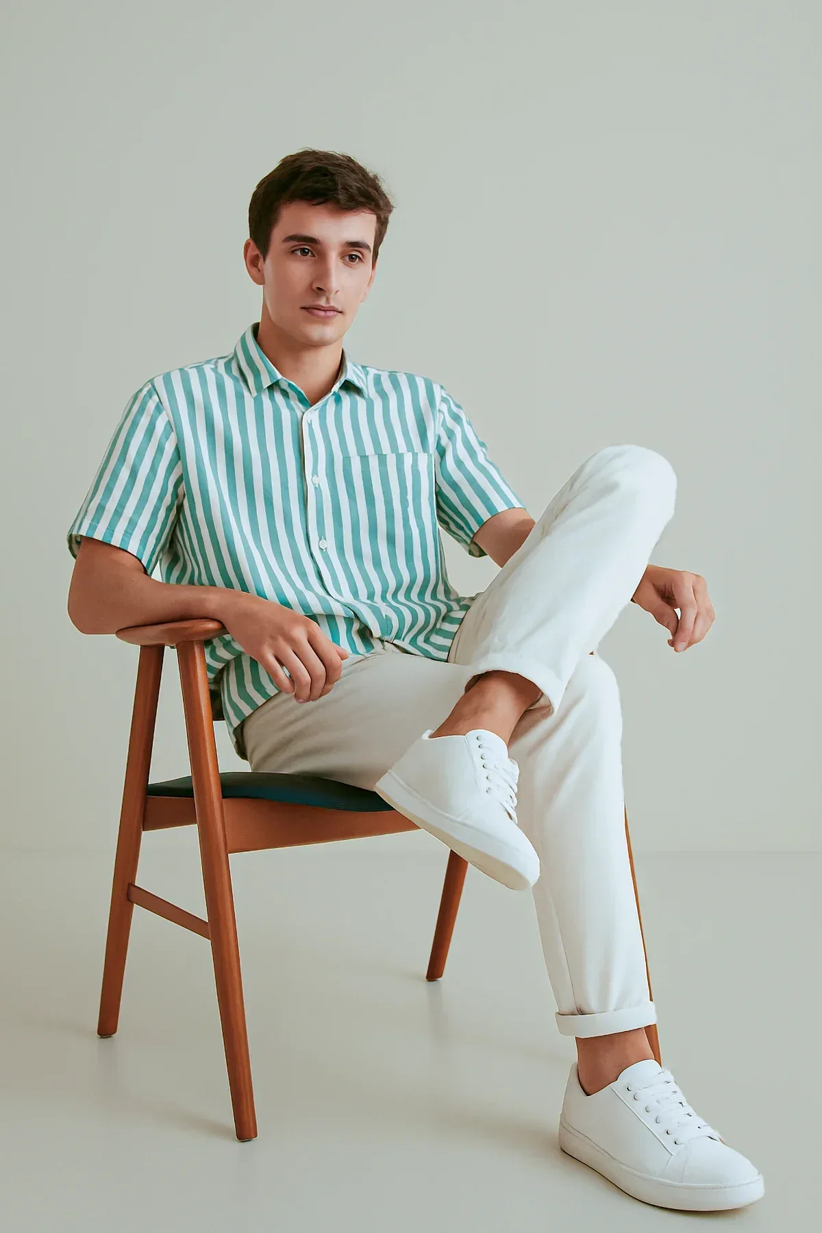 STRIPPED BUTTON DOWN SHIRT FOR MEN - Image 2