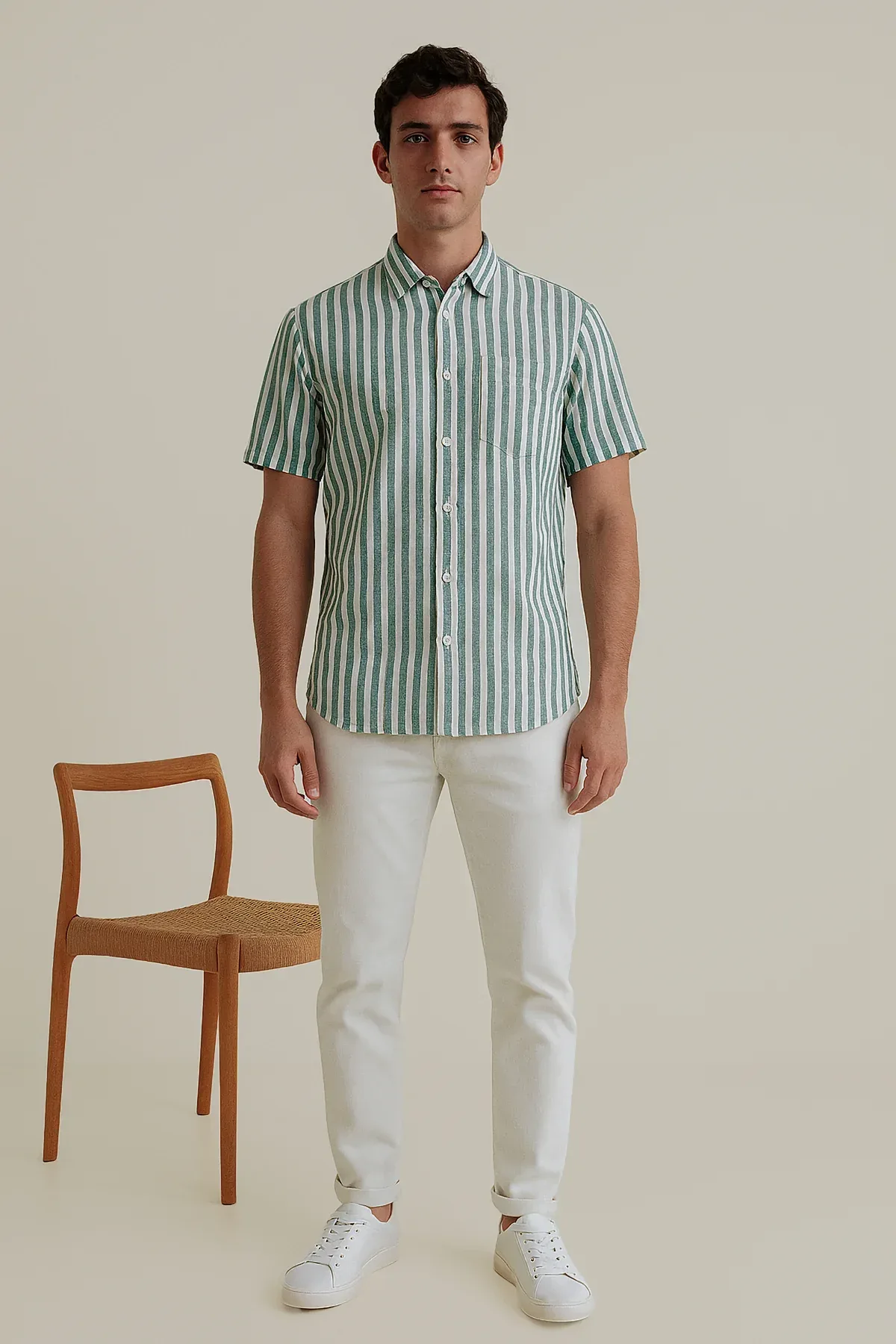 STRIPPED BUTTON DOWN SHIRT FOR MEN - Image 3