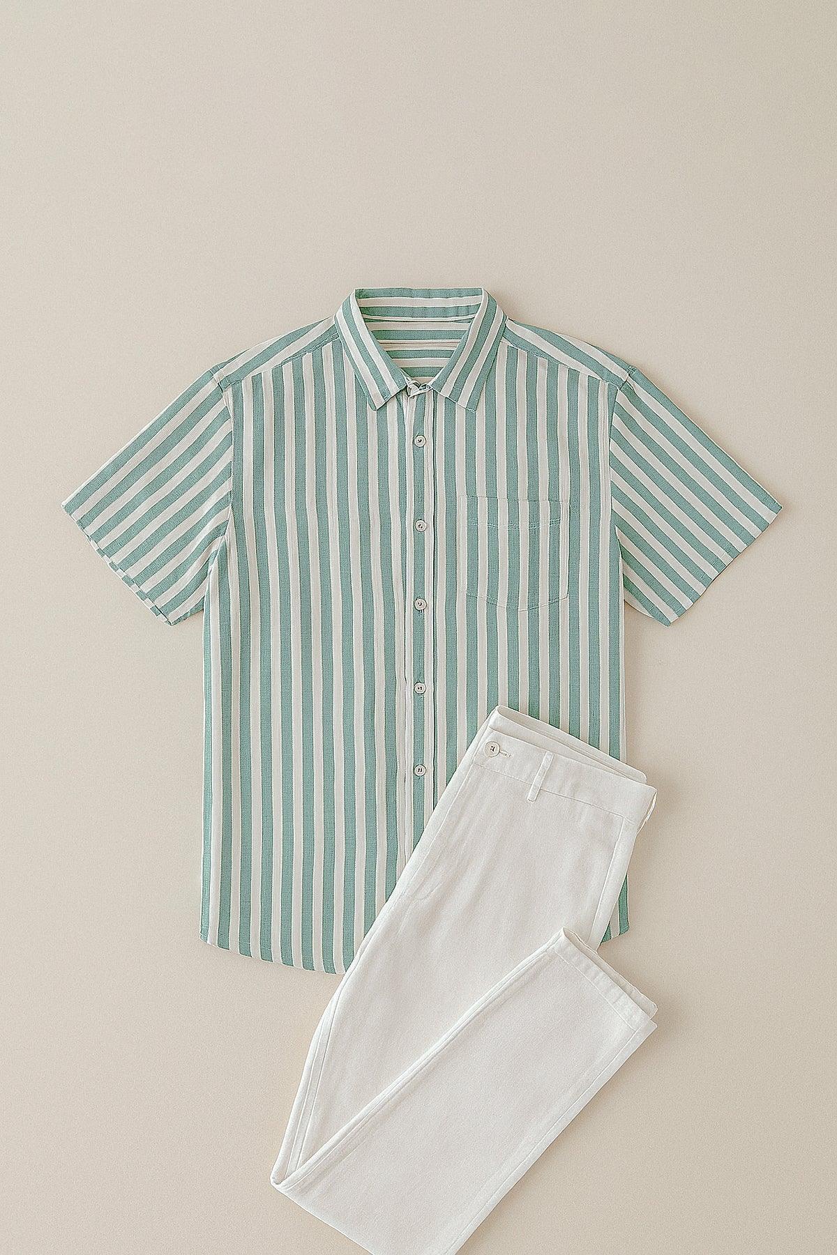 STRIPPED BUTTON DOWN SHIRT FOR MEN - Image 7