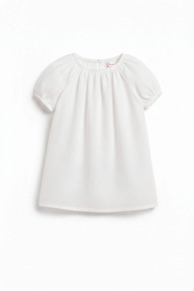 TEXTURED PUFF SLEEVE TOP FOR BABY GIRLS - WHITE - Image 3