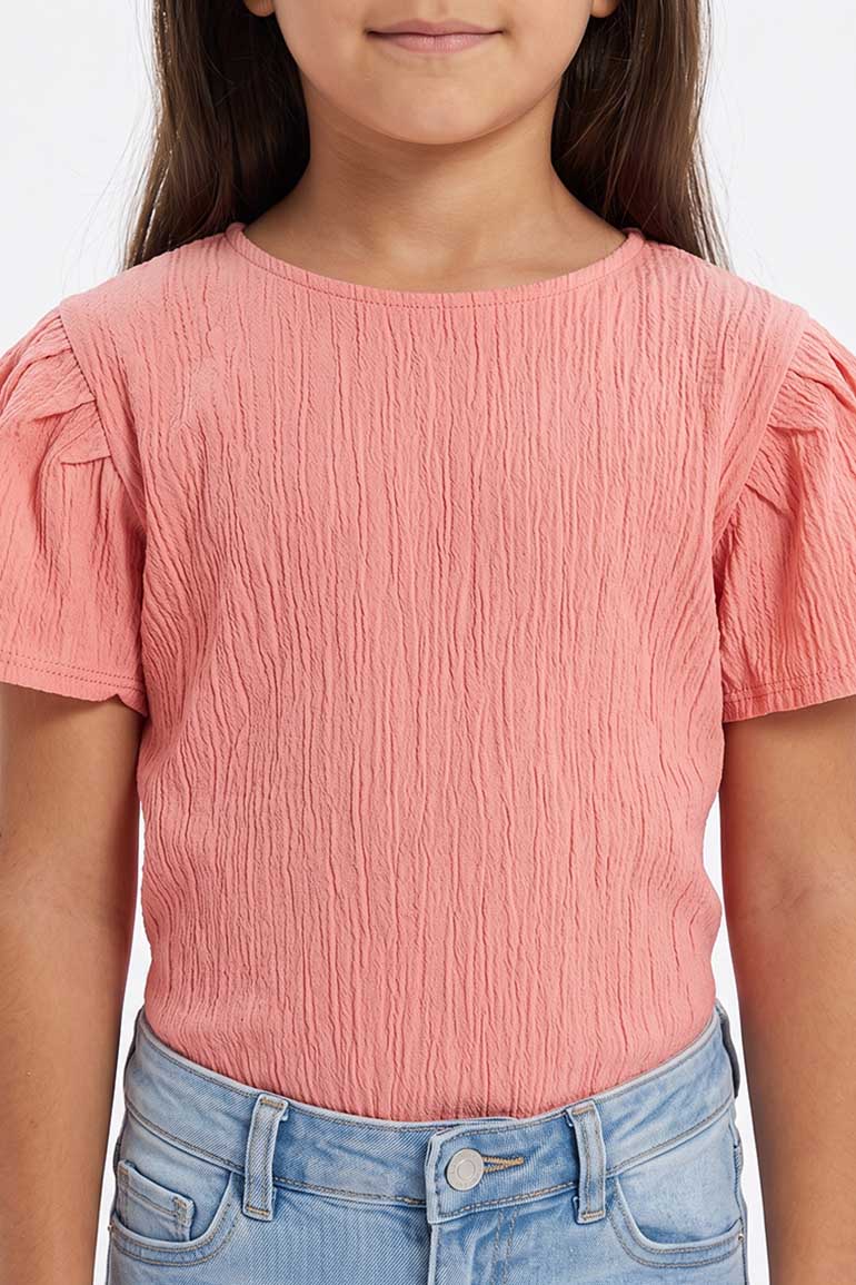 TEXTURED PUFF SLEEVES BLOUSE FOR GIRLS - Image 2