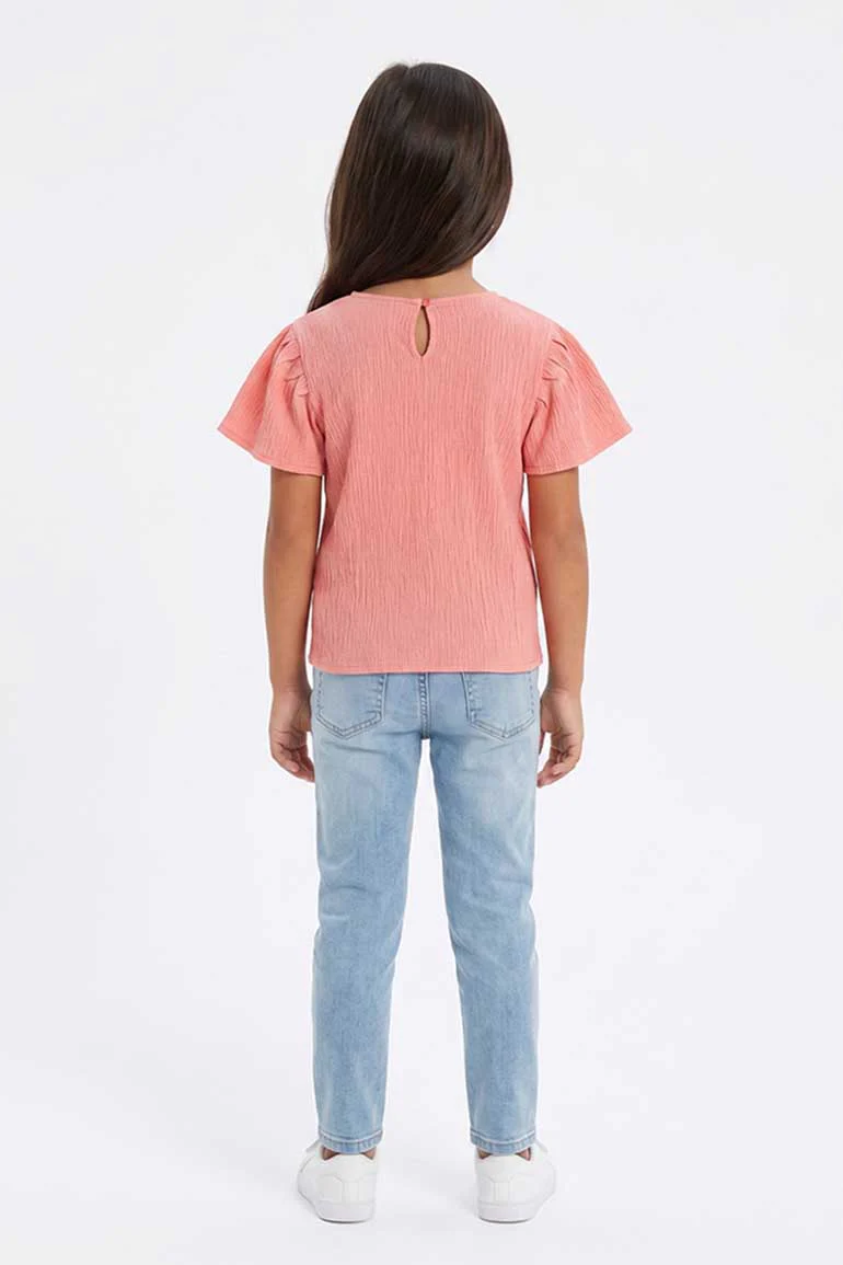 TEXTURED PUFF SLEEVES BLOUSE FOR GIRLS - Image 3