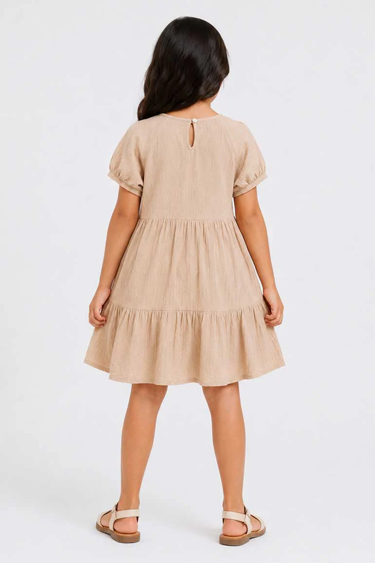 TIERED TEXTURED DRESS FOR GIRLS - Image 3
