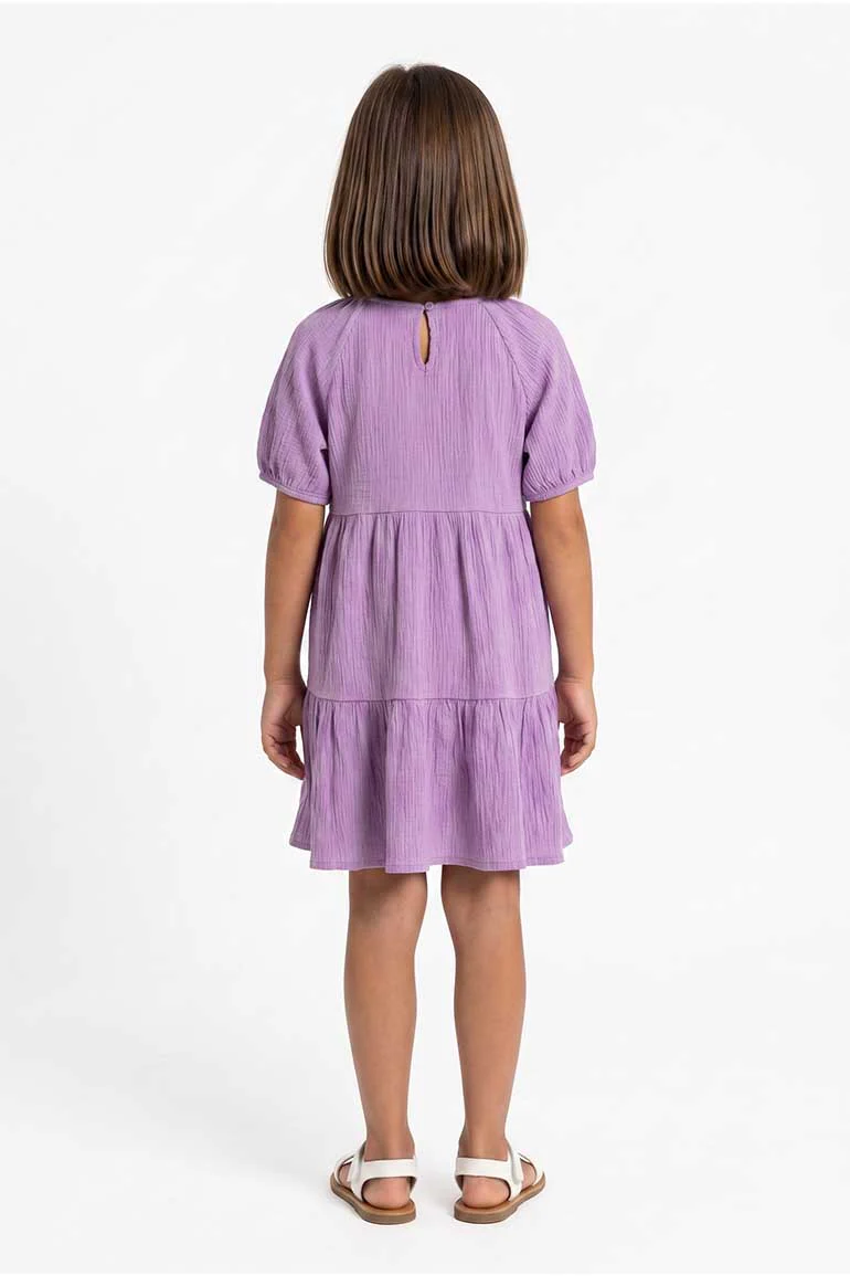 TIERED TEXTURED DRESS FOR GIRLS - Image 3