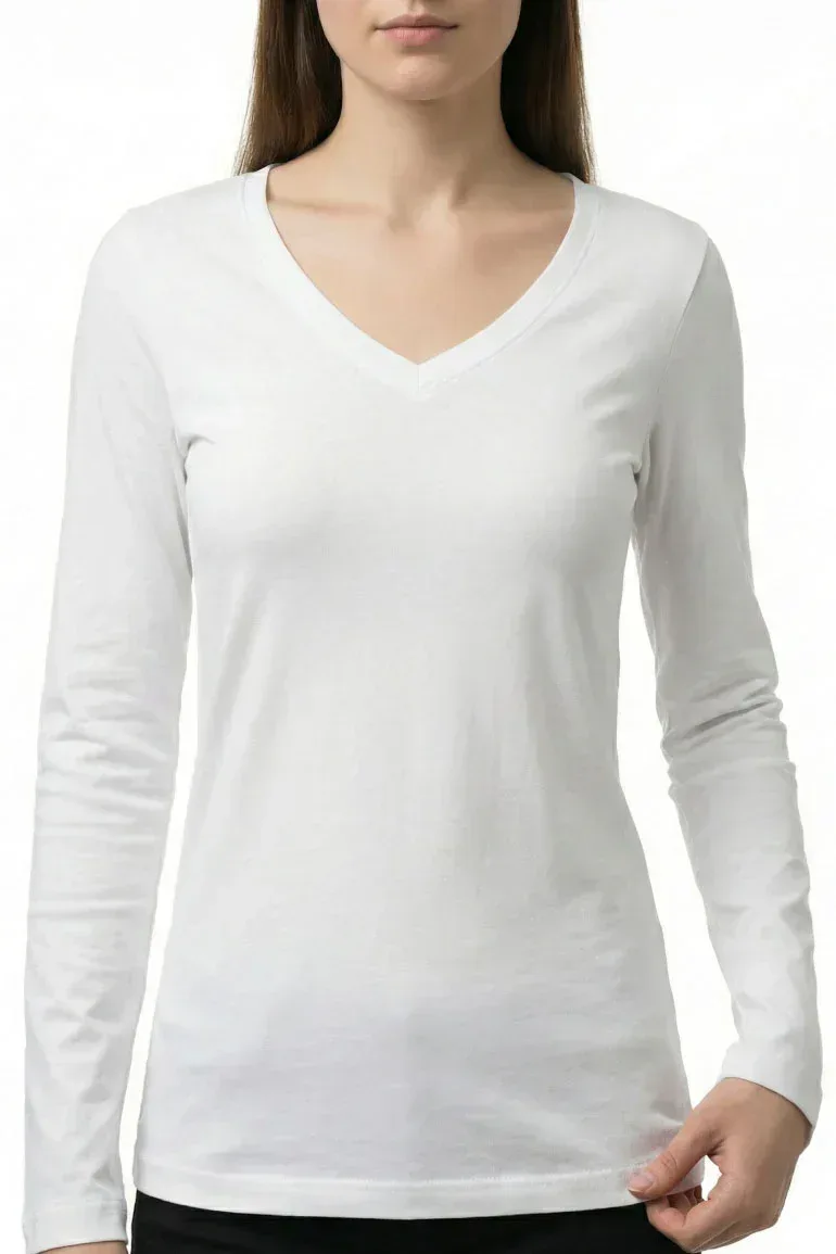 V-NECK LONG SLEEVE T-SHIRT FOR WOMEN