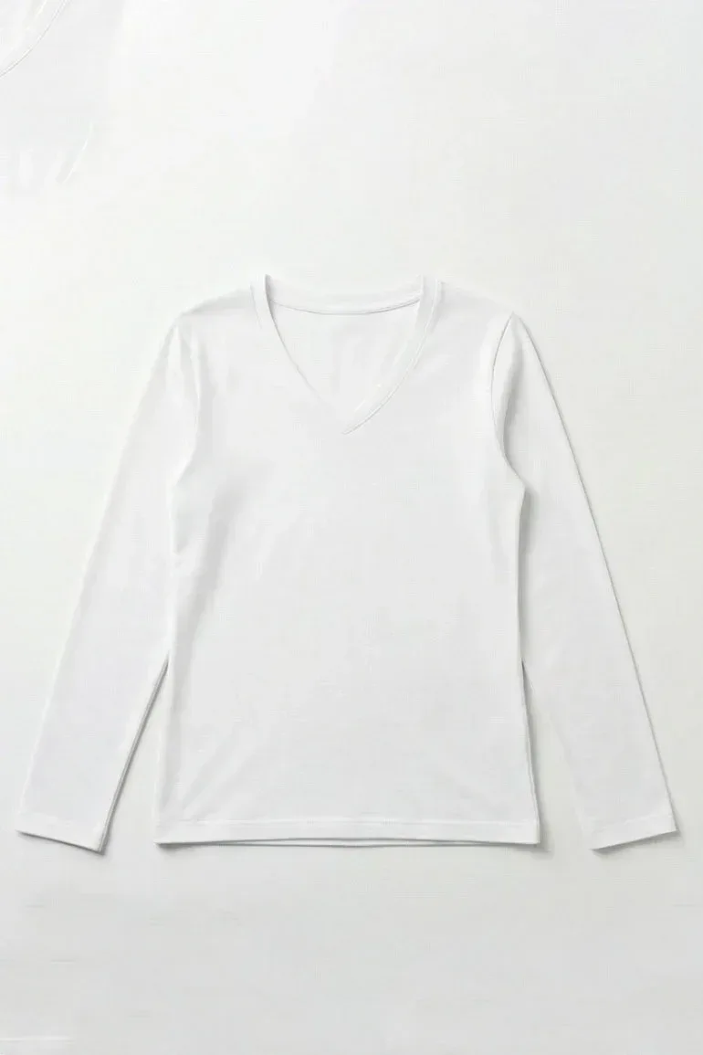 V-NECK LONG SLEEVE T-SHIRT FOR WOMEN - Image 3