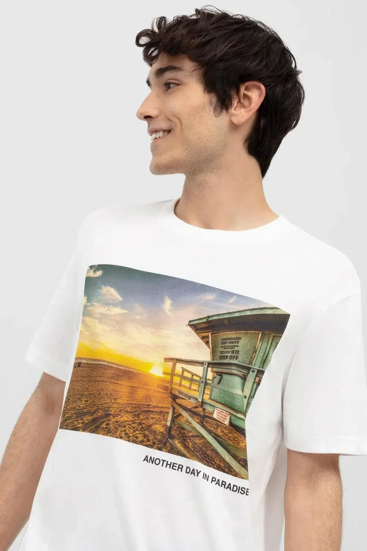 PRINTED T-SHIRT FOR MEN - WHITE
