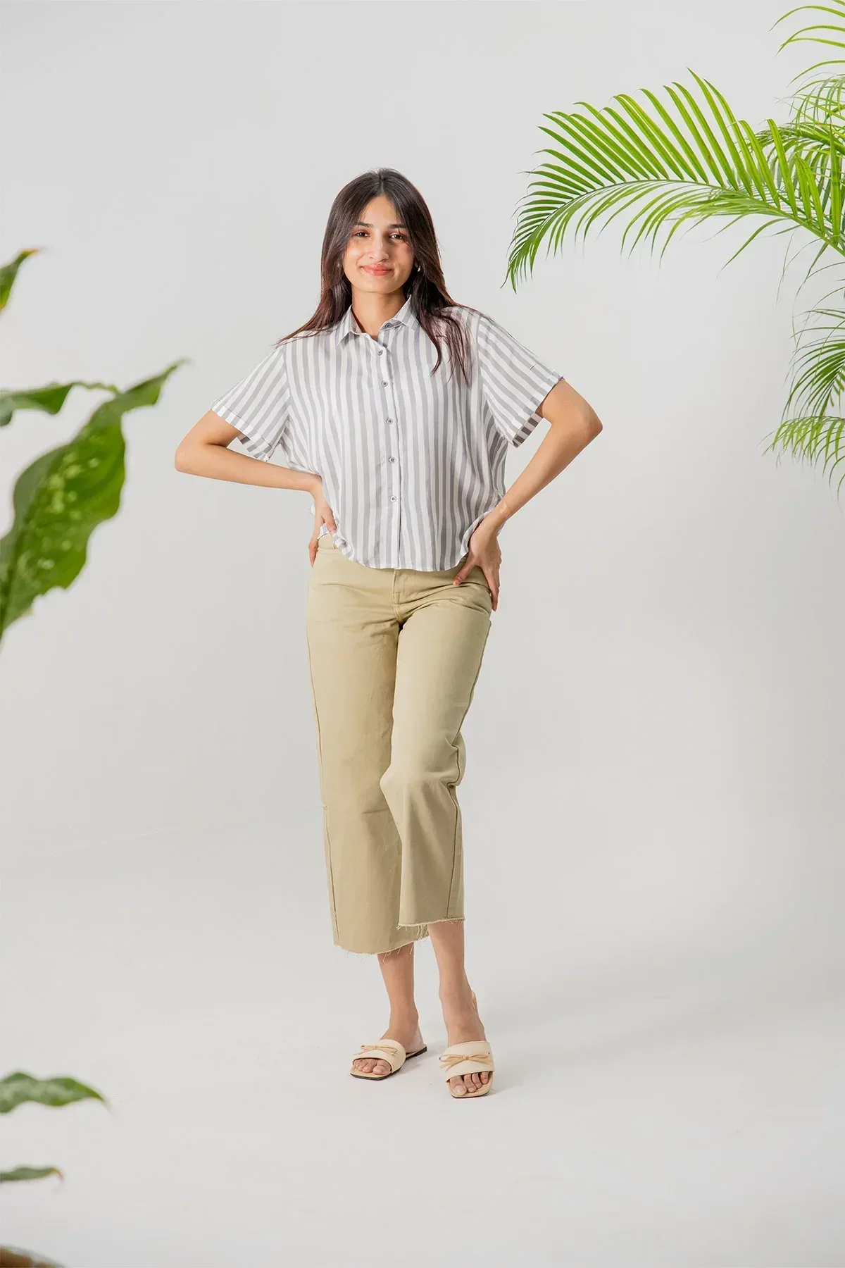 STRIPED SHIRT FOR WOMEN - INDIGO