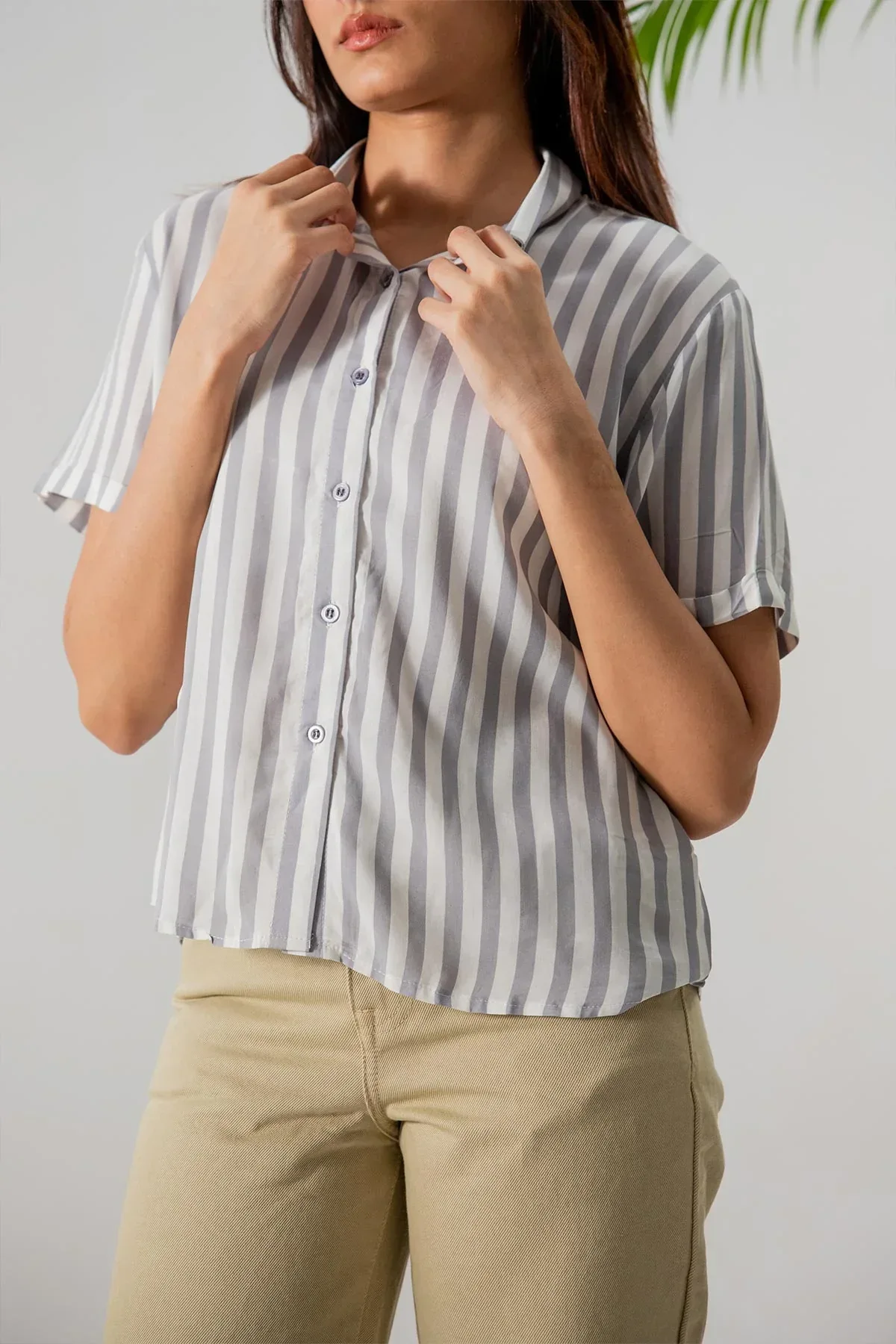 STRIPED SHIRT FOR WOMEN - INDIGO - Image 2